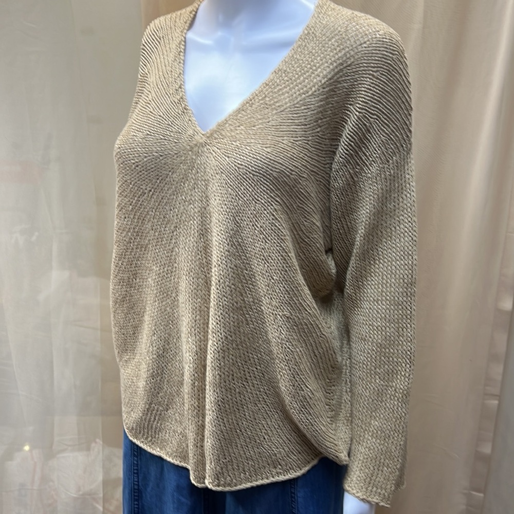 COLDWATER CREEK UNIQUE WEAVE/KNIT WHEAT COLORED SWEATER NWOT